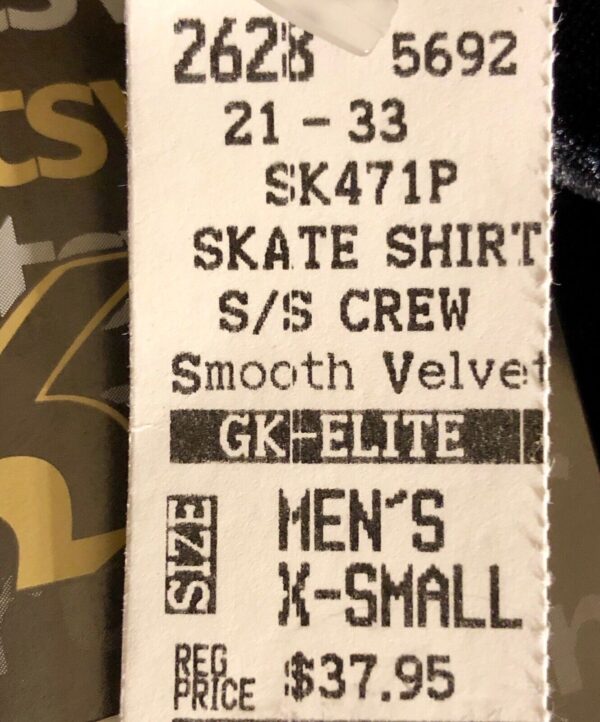 GK ELITE MENS S/S CREW FIGURE SKATE SHIRT BLACK VELVET SIZE AXS - Image 6