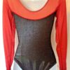 GK ELITE LgS LADIES SMALL RED MESH BLACK JEWELED GYMNASTICS DANCE LEOTARD AS NWT - Image 2