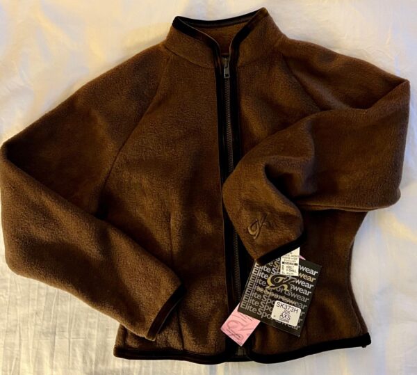 GK FITTED ICE SKATE JACKET ADULT X-SMALL BROWN FLEECE VELVET TRIM ZIP Sz AXS NWT - Image 7