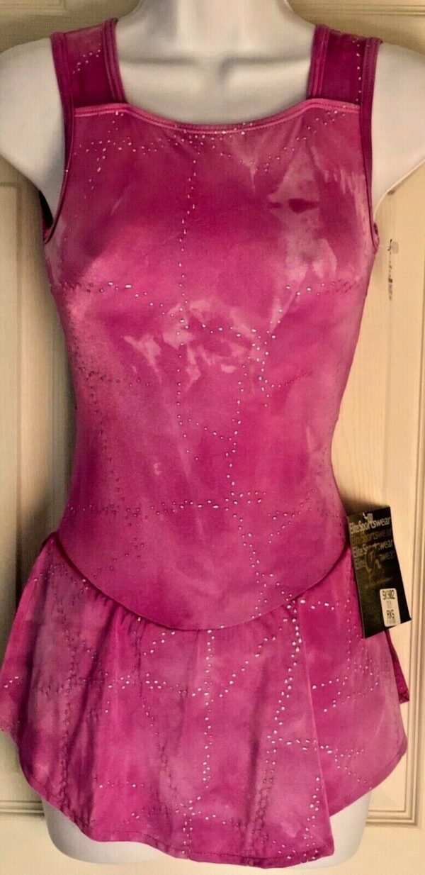 GK FIGURE SKATE DRESS ADULT X-SMALL LAVENDER TYE-DYE SLVLS METAL BIZO TANK AXS