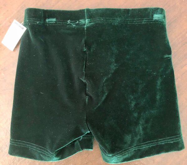 GK GREEN VELVET CHILD SMALL MICRO MINI WORKOUT DANCE GYMNASTICS CHEER SHORTS CS - Image 2