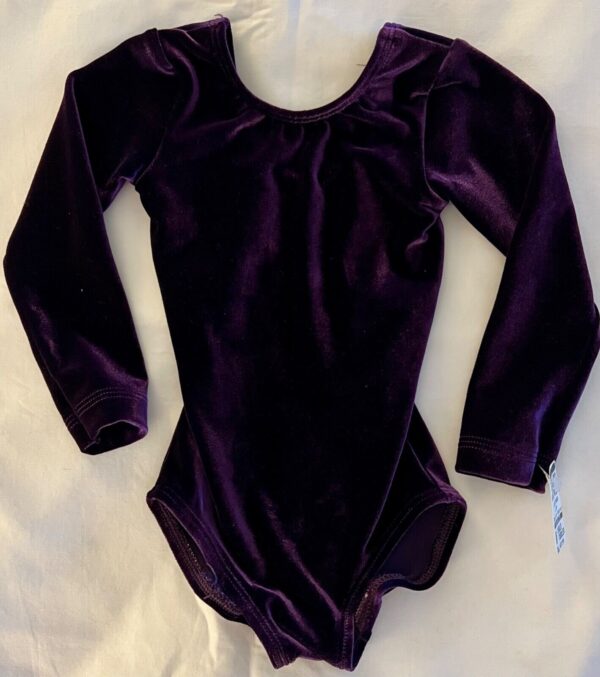 GK LgSLV GIRLS TODDLER CLASSIC SOLID EGGPLANT VELVET GYMNASTS DANCE LEOTARD CXXS