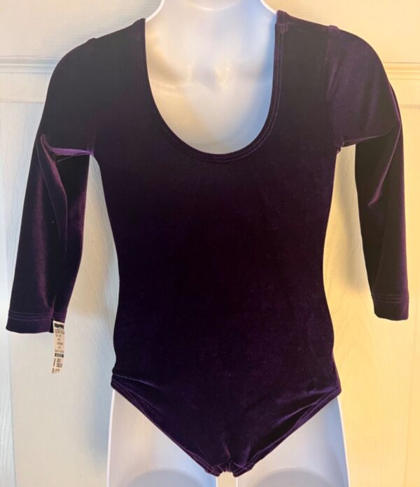 GK LgSLV GIRLS TODDLER CLASSIC SOLID EGGPLANT VELVET GYMNASTS DANCE LEOTARD CXXS - Image 3