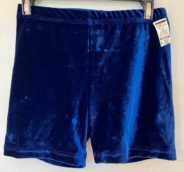 GK ELITE ROYAL VELVET ADULT X-SMALL GYMNASTICS DANCE WORKOUT SHORTS Sz AXS NWT!