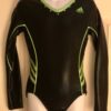 ADIDAS LgS CHILD MEDIUM BLACK GREEN SWAROVSKI CRYSTALS GYMNASTS DANCE LEOTARD CM