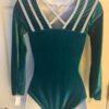 GK LgSLV LADIES SMALL GREEN VELVET SILVER FOIL GYMNASTIC DANCE LEOTARD AS NWT! - Image 5