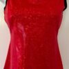 GK DANCE CHEER ADULT SMALL RED FOIL MESH BLACK TRIM RACERBACK TANK TOP Sz AS NWT