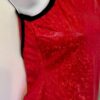 GK DANCE CHEER ADULT SMALL RED FOIL MESH BLACK TRIM RACERBACK TANK TOP Sz AS NWT - Image 2