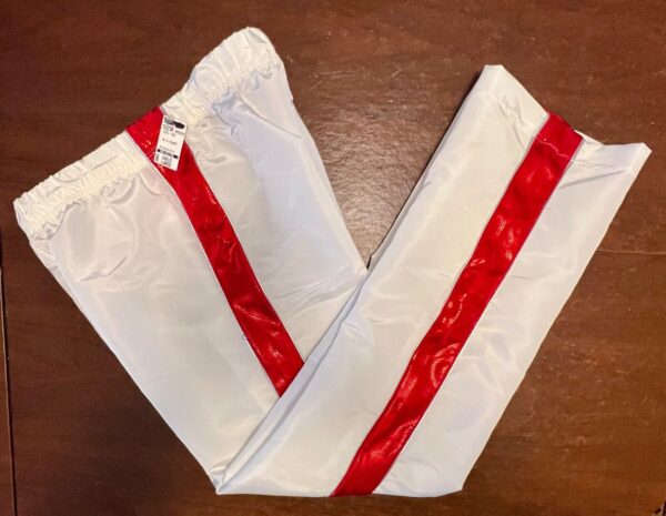 GK WHITE WARM-UP PANTS CHILD LARGE DRY TECH LOW RISE FITTED GYNMNASTS CHEER Sz L