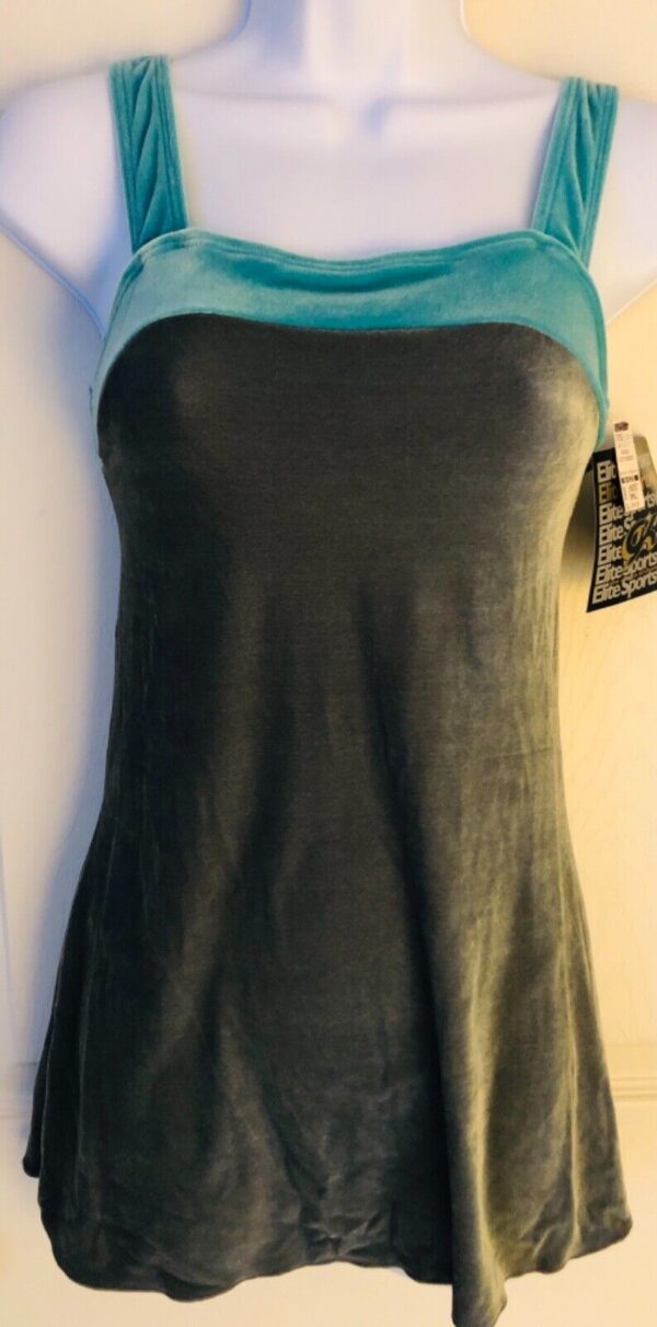 GK GRAY GREEN VELVET ICE SKATE LADIES SMALL SLVLS SLIP DRESS ATTACHED LEO Sz AS