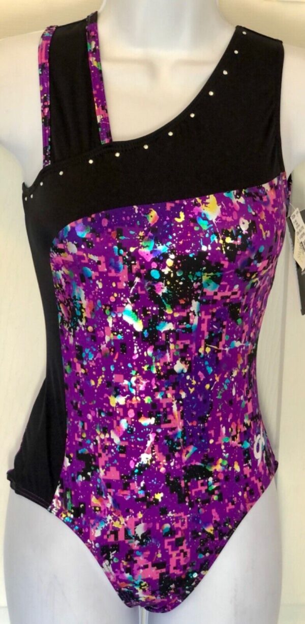 GK CHICKLET CHARM FOIL TANK ADULT SMALL BLACK N/S JA GYMNASTS DANCE LEOTARD AS