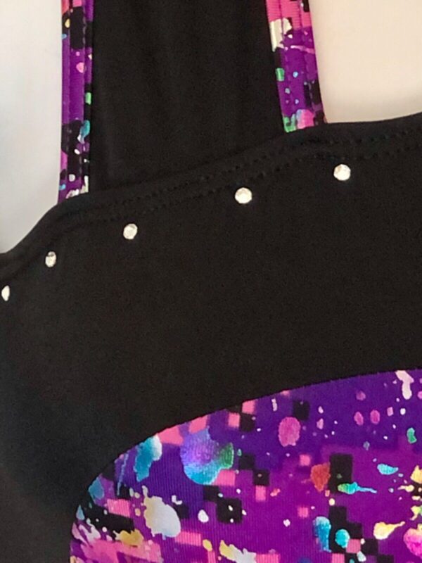 GK CHICKLET CHARM FOIL TANK ADULT SMALL BLACK N/S JA GYMNASTS DANCE LEOTARD AS - Image 2