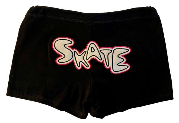 GK GLITZY "SKATE" GRAPHIC LADIES SMALL BLACK COTTON DRAWSTRING SHORTS SZ S NWT! - Image 2