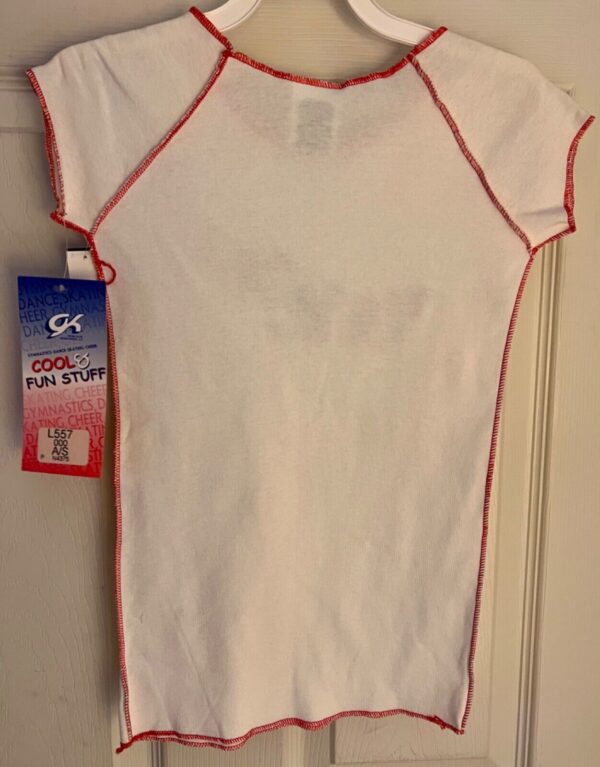 GK CHEER ADULT SMALL COTTON RAGLAN SLV FOREVER HEART GRAPHIC RED STITCH Sz S NWT - Image 8