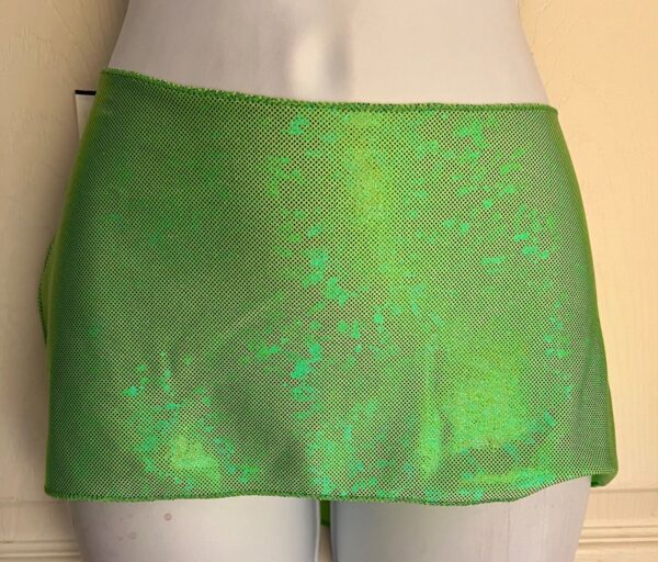 GK DANCE BALLET LADIES LARGE GREEN FOIL HIP  CURVED MINI LAYER SKIRT Sz S NWT!