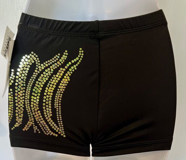 GABRIELLE DOUGLAS GK ADULT X-SMALL LIME SEQUINS BLACK NYLON GYMNASTS SHORTS XS - Image 5