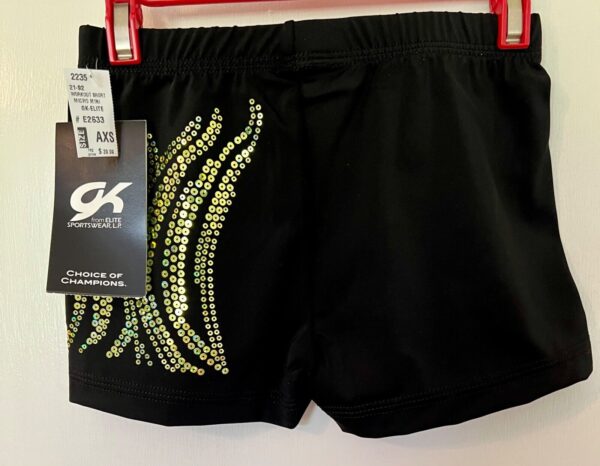 GABRIELLE DOUGLAS GK ADULT X-SMALL LIME SEQUINS BLACK NYLON GYMNASTS SHORTS XS - Image 6