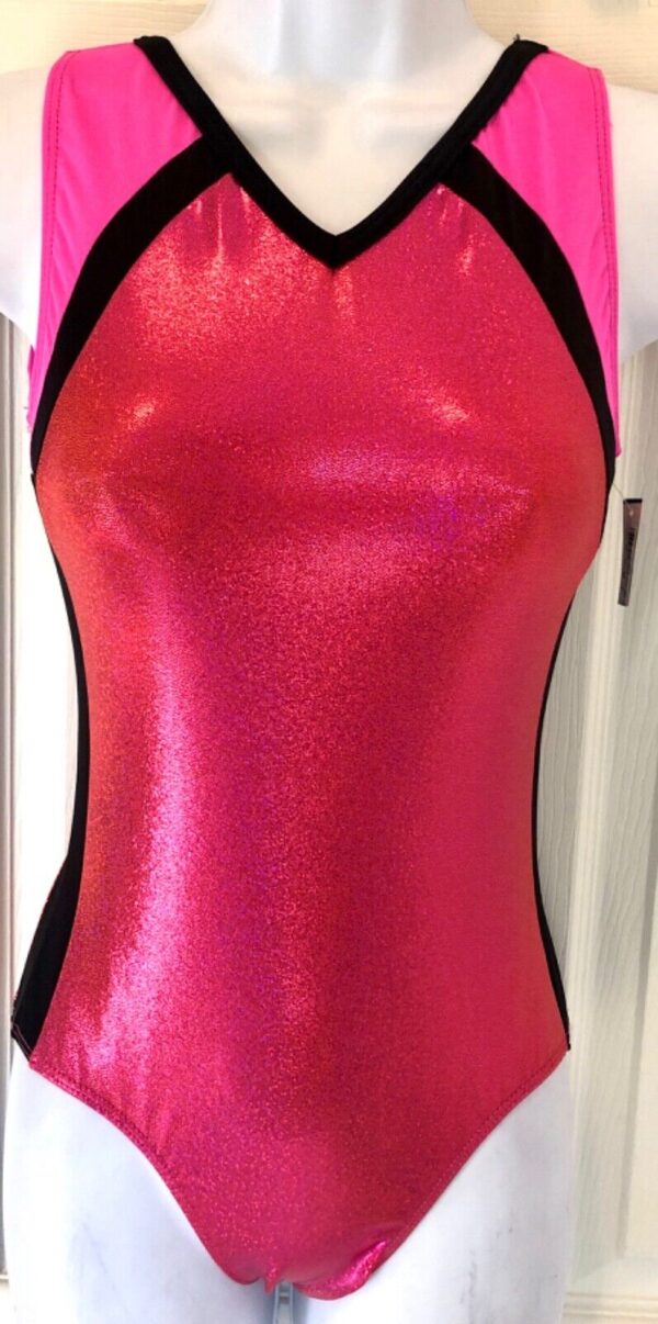 GK ORANGE FOIL ADULT SMALL BLACK PINK JA TANK GYMNASTIC DANCE CHEER LEOTARD AS