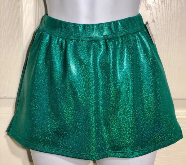 GK ELITE CHEER SKIRT ADULT MEDIUM KELLY GREEN HOLOGRAM SCHOOL FIT AM NWT!