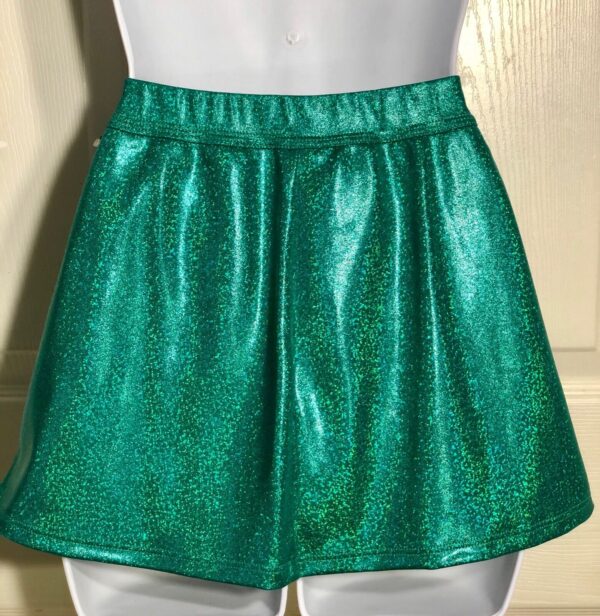 GK ELITE CHEER SKIRT ADULT MEDIUM KELLY GREEN HOLOGRAM SCHOOL FIT AM NWT! - Image 2