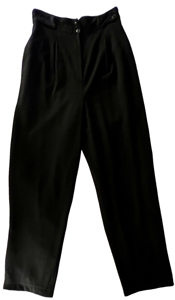 ANNE KLEIN II WOMEN'S 8 (32x30) BLACK WOOL HIGH WAIST STRAIGHT LEG DRESS PANTS - Image 2