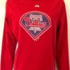 PHILLIES WOMENS LARGE LgSLV RED COTTON LIBERTY BELL SPARKLE BEADED ACCENTS TOP