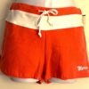 SOFFE "GYMNASTICS" ADULT LARGE ORANGE WHITE TIE COTTON/SPANDEX SHORTS Sz AL NWT!