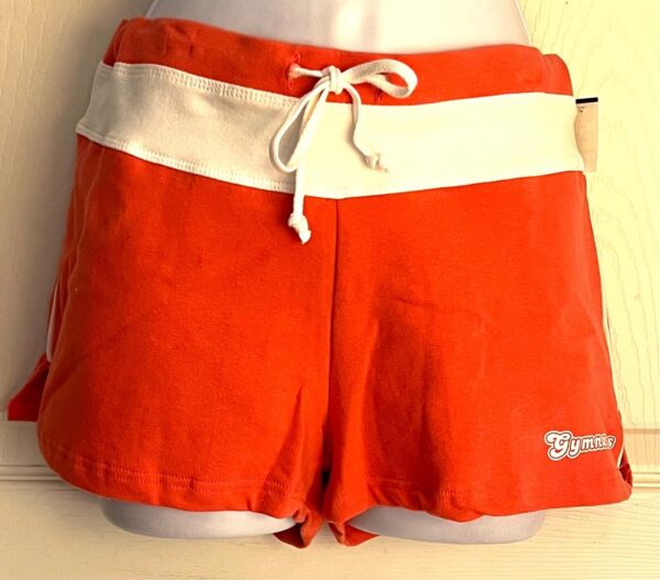 SOFFE "GYMNASTICS" ADULT LARGE ORANGE WHITE TIE COTTON/SPANDEX SHORTS Sz AL NWT!