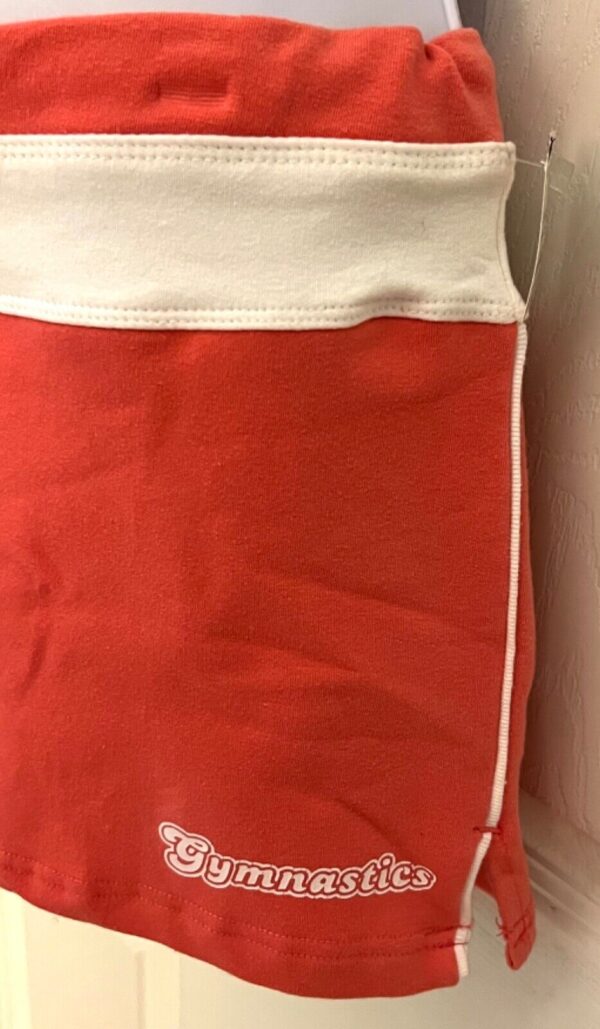 SOFFE "GYMNASTICS" ADULT LARGE ORANGE WHITE TIE COTTON/SPANDEX SHORTS Sz AL NWT! - Image 3