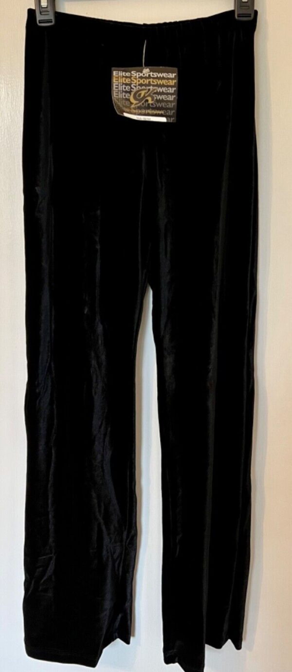 GK BLACK VELVET ADULT SMALL GYMNASTICS SKATE WARM-UP CASUAL LOUNGE PANTS Sz S