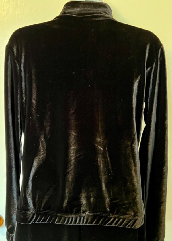 GK WARM UP JACKET LADIES SMALL BLACK VELVET ZIP FRONT GYM DANCE CHEER SKATE Sz S - Image 3