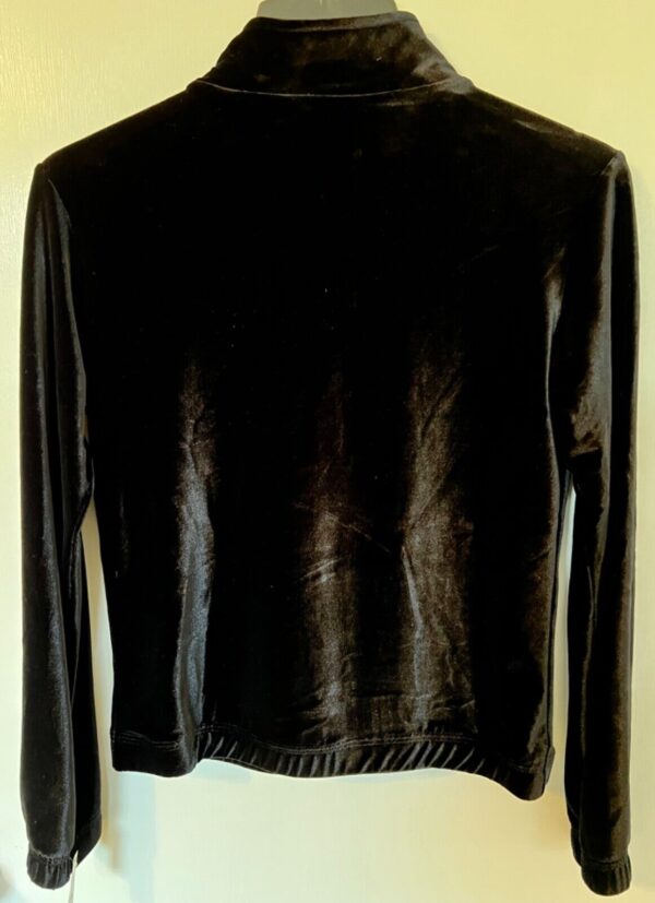 GK WARM UP JACKET LADIES SMALL BLACK VELVET ZIP FRONT GYM DANCE CHEER SKATE Sz S - Image 5