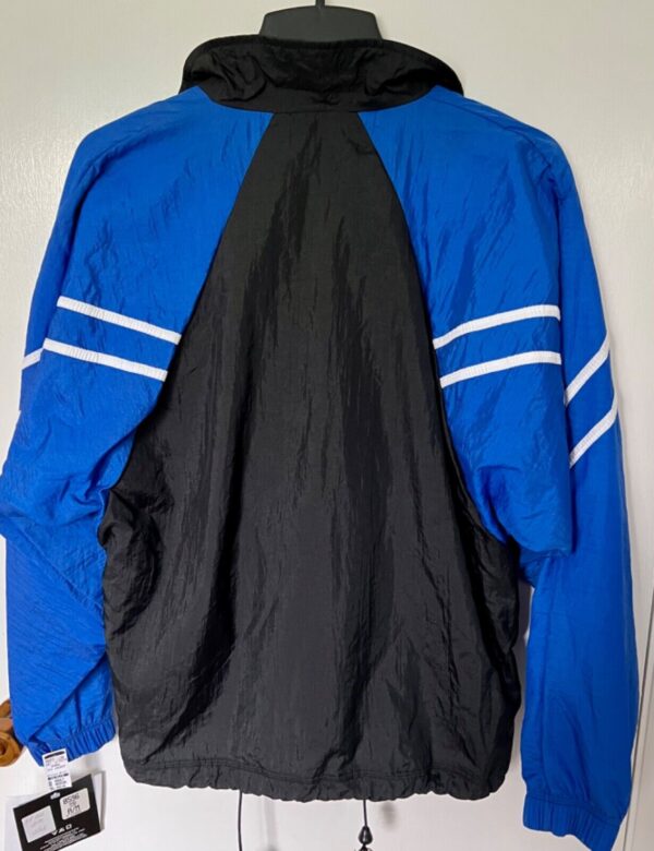 GK WARM UP ADULT MEDIUM BLUE BLACK GYMNAST CHEER TRACK CRINKLE NYLON JACKET Sz M - Image 5