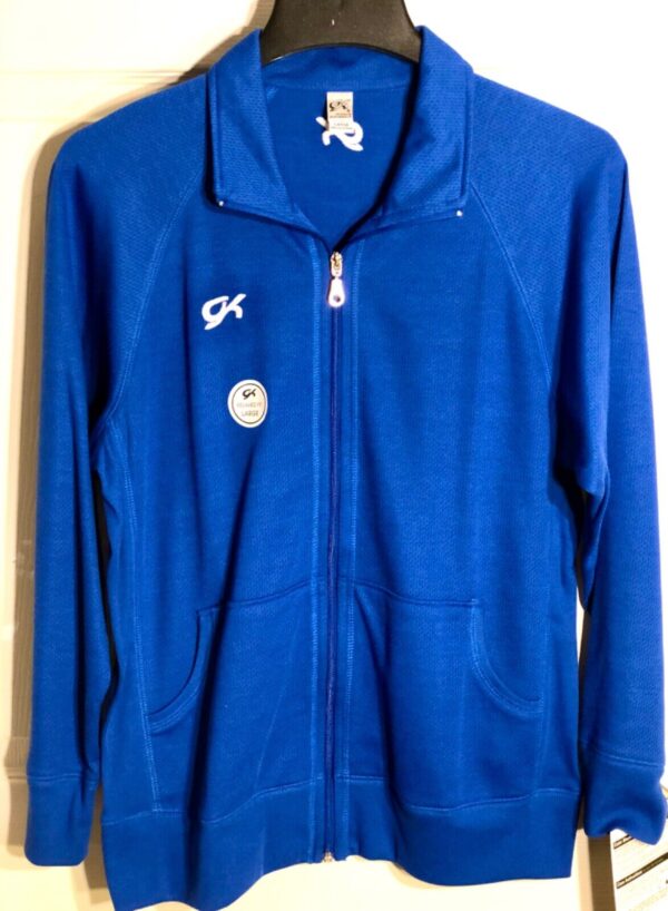 GK SPORT JACKET ADULT LARGE ROYAL COTTON/POLY FULL FRONT ZIP POCKETS RELAX FIT L - Image 3