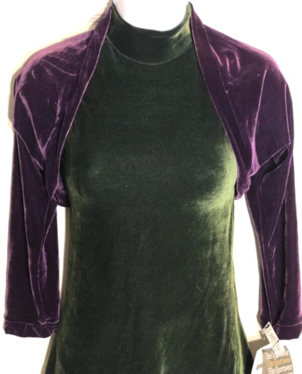 GK ICE SKATE DANCE LADIES X-SMALL EGGPLANT VELVET LGSLV SHRUG JACKET SZ XS NWT!