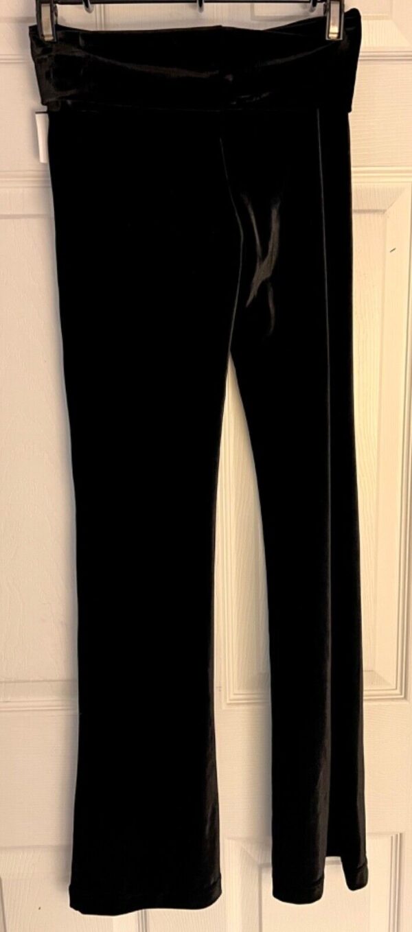 GK DANCE JAZZ LADIES SMALL BLACK SMOOTH VELVET FOLD-OVER WAISTBAND PANTS Sz S - Image 4