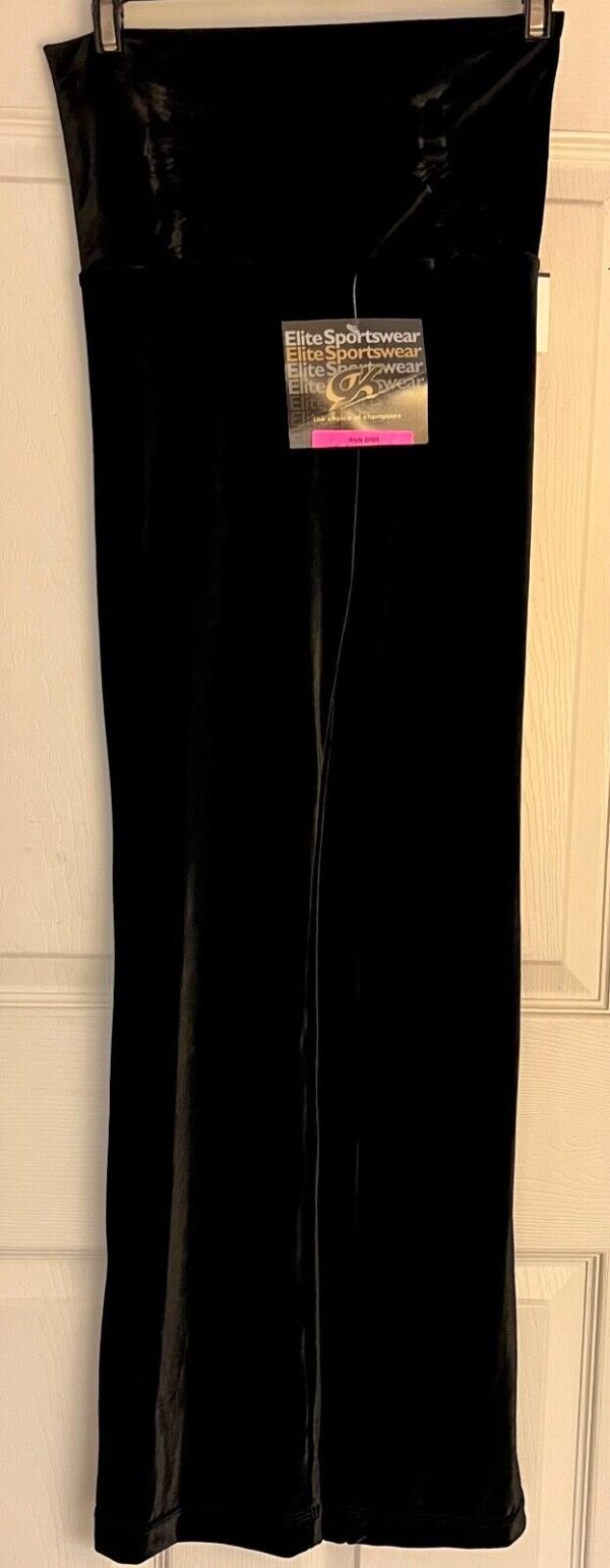 GK DANCE JAZZ LADIES SMALL BLACK SMOOTH VELVET FOLD-OVER WAISTBAND PANTS Sz S - Image 6