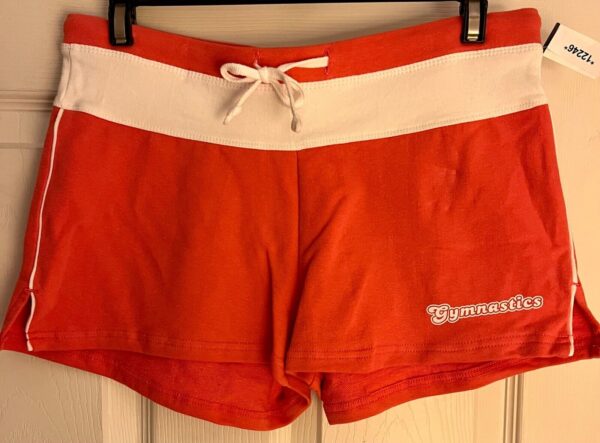 GK SOFFE "GYMNASTICS" ADULT MEDIUM ORANGE WHITE TIE COTTON/SPANDEX SHORTS SZ M - Image 7