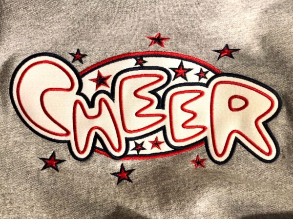 GK CHEER LOGO ADULT MEDIUM HOODED SWEATSHIRT PULLOVER GRAY METALLIC APPLIQUÃ‰ AM - Image 2