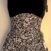 GK ICE FIGURE SKATE ADULT SMALL BLACK WHITE FOIL SWIRL METAL RING HALTER DRESS S