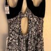 GK ICE FIGURE SKATE ADULT SMALL BLACK WHITE FOIL SWIRL METAL RING HALTER DRESS S - Image 13