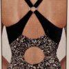 GK ICE FIGURE SKATE ADULT SMALL BLACK WHITE FOIL SWIRL METAL RING HALTER DRESS S - Image 15