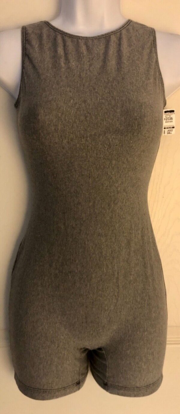 GK BIKETARD ADULT SMALL GRAY COTTON/SPANDEX DANCE WORKOUT GYM TANK Sz AS