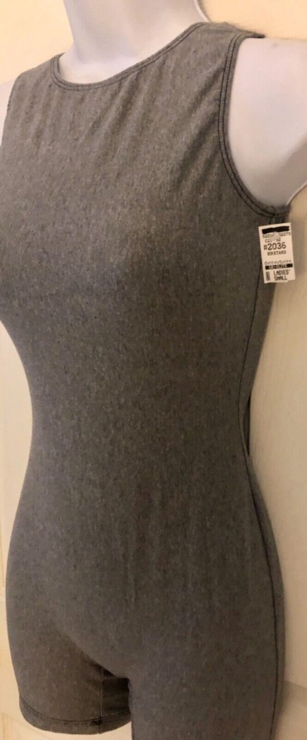 GK BIKETARD ADULT SMALL GRAY COTTON/SPANDEX DANCE WORKOUT GYM TANK Sz AS - Image 3