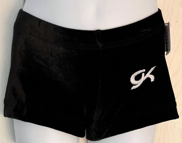 GK BLACK VELVET CHILD SMALL MICRO MINI WORKOUT CHEER DANCE GYMNASTS SHORTS SZ S