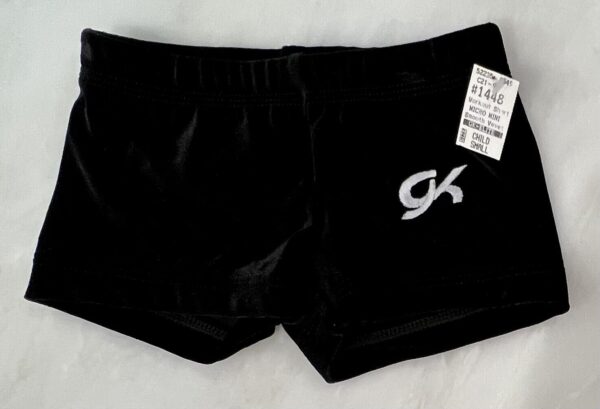 GK BLACK VELVET CHILD SMALL MICRO MINI WORKOUT CHEER DANCE GYMNASTS SHORTS SZ S - Image 4