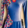 GK FIGURE SKATE DRESS ADULT X-SMALL LgS BLUE VELVET ASYM FLORAL PRINT AXS NWT!