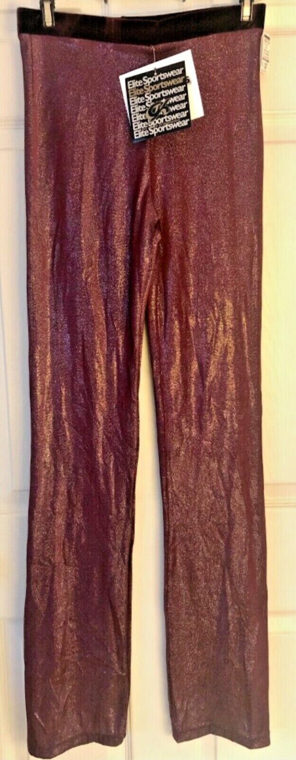 GK DANCE JAZZ LADIES LARGE WINE TWILIGHT FOIL WINE VELVET WAISTBAND PANTS Sz AL - Image 2