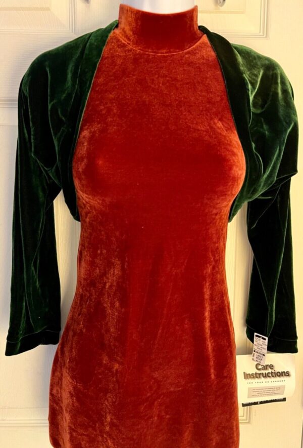 GK ICE SKATE DANCE LADIES MEDIUM EVERGREEN VELVET LONGSLEEVE SHRUG JACKET SZ M