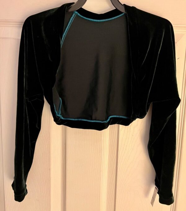 GK ICE SKATE DANCE LADIES SMALL 3/4 SLEEVE BLACK VELVET SHRUG JACKET SZ S NWT! - Image 5